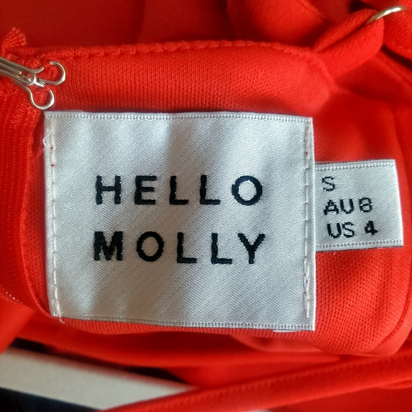 Hello Molly Ruffled One Shoulder Red Mini Dress Size 4 - Picture 3 of 8